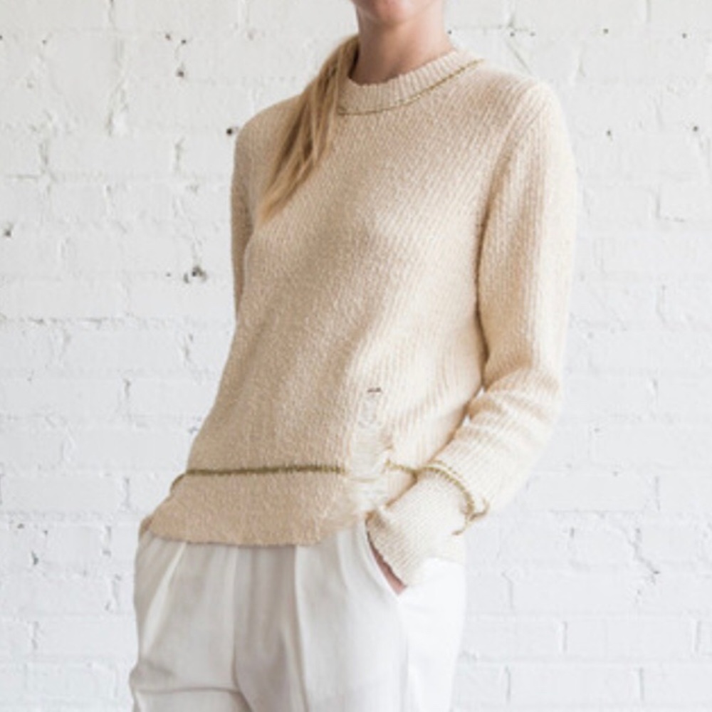 Raquel Allegra shredded ivory sweater